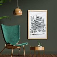 East Urban Home Ambesonne Modern Wall Art With Frame, Sketchy Hand Drawn Cartoon Style House Apartment Trees Theme Print