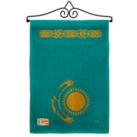 Breeze Decor Kazakhstan of the World 2-Sided Burlap 19 x 13 in. Garden Flag