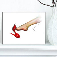Design Art 'Leg Wearing High Heel Red Shoe' Painting Print on Wrapped Canvas