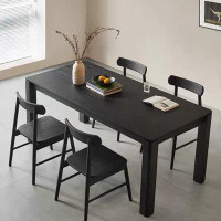 Latitude Run® Italian Minimalist Solid Wood Dining Table Home Black Office Retro Rectangular Dining Table. No Chairs.