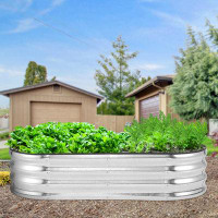 Arlmont & Co. 4.5 * 2 * 1ft Galvanized Silver Planter Garden Boxes Outdoor Raised Garden Bed