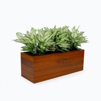 Latitude Run® 3-Liner Self-Watering Rectangle Planter Box - Dark Wood