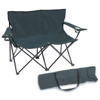 Arlmont & Co. Loveseat Style Double Camp Chair with Steel Frame (Purple 31"H)
