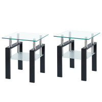 Wrought Studio Tempered Transparent Glass End Table