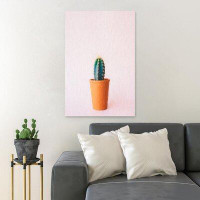 Foundry Select Green Cactus Plant On Brown Pot - 1 Piece Rectangle Graphic Art Print On Wrapped Canvas