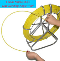 .Fish Tape Fiberglass Duct Rodder Fish Tape Puller with Brake for Pipeline Cleaning Wire Cables Laying 6mm 425ft#170549