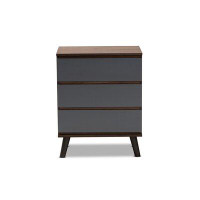 George Oliver Modren Contemporary Home Office Utility 3 Tier Dresser Storage Chest Grey/Walnut Brown/Black Finish