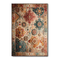 Bungalow Rose Sulayman Orange Moroccan Digital Print High Quality Cotton Chenille Area Rug