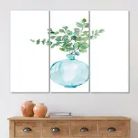 East Urban Home House Plants In Glass Vase, Eucalyptus Branches I - Traditional Canvas Wall Art Print