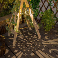 MooJ Solar Lanterns Outdoor Waterproof Moon Star Sun Hanging Solar Garden Lanterns Lights With Handle Patio Decorations