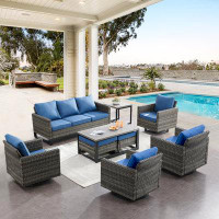 Latitude Run® 7 Person Outdoor Rattan Seating Patio Group with Cushions