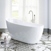 WoodBridge 54" x 28" Freestanding Soaking Acrylic Bathtub With Faucet
