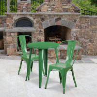 Latitude Run® Ensemble de table ronde d'intérieur / extérieur en métal 30 po avec 2 chaises de café Brinson