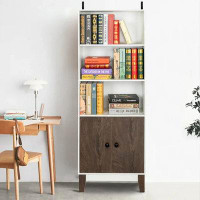 Ktaxon Ktaxon Bookcase, 64" H Wood Bookshelf Open Storage Shelf With 2 Doors, Modern Storage Cabinet For Bedroom, Office
