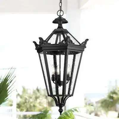 Alcott Hill 32 Inch Large Splendid Outdoor Hanging Light With Seeded Glass