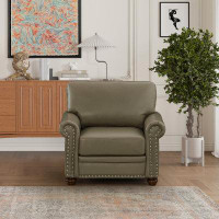 Alcott Hill Living Room Sofa Single Seat Chair With Wood Leg Grey Faux Leather