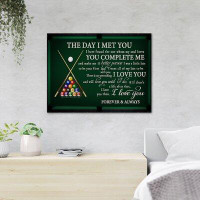 Trinx Billiard Balls On Pool Table - The Day I Met You… - 1 Piece Rectangle Graphic Art Print On Wrapped Canvas