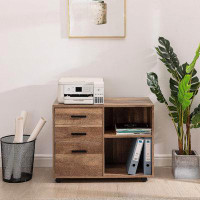 Millwood Pines Rolling Office Cabinet with Drawers, Lateral Desk Cabinet Organizers, Office Cabinets