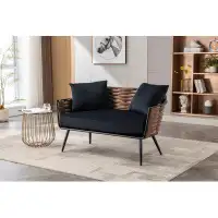 Mercer41 Velvet Accent Chair Modern Upholstered Armsofa Tufted Sofa With Metal Frame