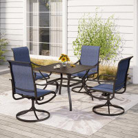 Alphamarts 5 Pcs Patio Dining Set With Swivel Chairs