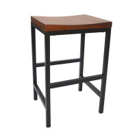 Lux Comfort 24x 16.3 x 14.7_24" Chestnut Brown And Black Backless Counter Height Bar Chair With Footrest