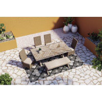 Beachcrest Home Chrissiana Outdoor Dining Table And 4 Chairs And Bench