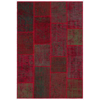 Lofy Iskece Red Vintage Wool Handmade Area Rug
