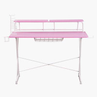 Beyong Sport TS-200 Carbon Computer Gaming Desk with Shelving, Pink