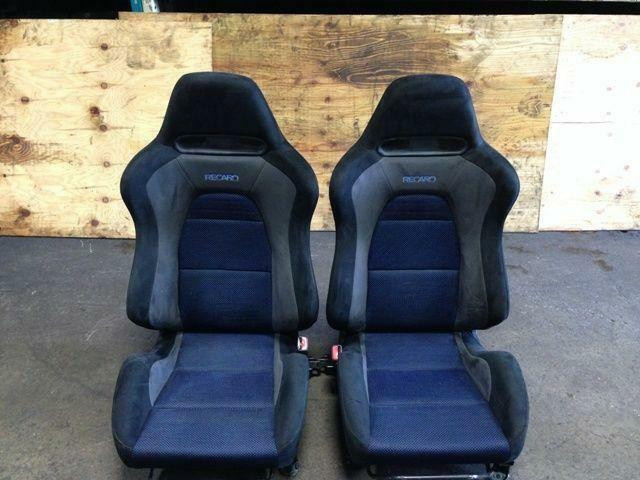 JDM MITSUBISHI LANCER EVOLUTION EVO 8 OEM RECARO BLUE GRAY BLACK SEATS PAIR FOR SALE in Other Parts & Accessories in City of Montréal