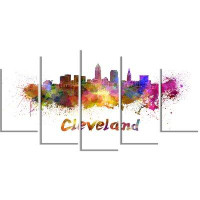 Design Art 'Cleveland Skyline' Print Multi-Piece Image on Metal