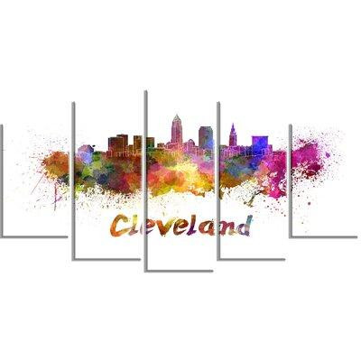 Design Art 'Cleveland Skyline' Print Multi-Piece Image on Metal in Arts & Collectibles