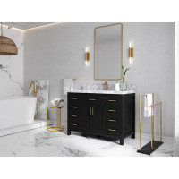 Latitude Run® 48 In. W X 22 In. D Cambridge Single Sink Bathroom Vanity In Black With 2 In Pearl Light Grey
