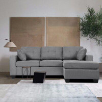 Latitude Run® Modern Reversible Sofa Chase Sectional For Home, Apartment, Dorm, Compact Spaces
