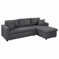 Ebern Designs Upholstery Sleeper Sectional Sofa with Storage Space
