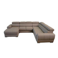 Latitude Run® Abra 118.5" Wide Faux Leather Sleeper Sectional