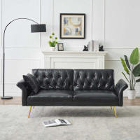 Wrought Studio 67.71" Faux Leather Sofa Bed With Adjustment Armres