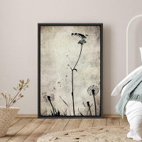 SIGNLEADER Dark Plants Profile Framed Canvas Print Wall Art Industrial Dandelions In Wind Floral Wilderness