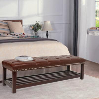Red Barrel Studio Wooden Base Upholstered Bench For Bedroom For Entryway