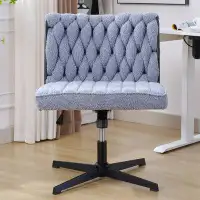 Ebern Designs Armless Office Desk Chair No Wheels, GREEN