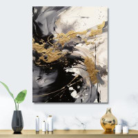 Millwood Pines Gold And Grey Fluid Fusion IV - Abstract Shapes Metal Wall Art Prints
