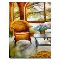 Trademark Fine Art 'Wicker Chair and Cyclmen' by Michelle Calkins Painting Print on Canvas
