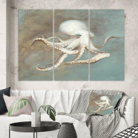 Made in Canada - East Urban Home 'Octopus Treasures from the Sea' Painting Multi-Piece Image on Wrapped Canvas