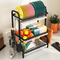 Shimano Dish Drying Rack, 3 Tier Dish Rack With Tray Utensil Holder, Large Capacity Dish Drainer With Cutting Board Hold