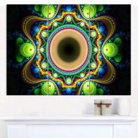 Made in Canada - Design Art 'Green Fractal Pattern with Circles' Graphic Art Print Multi-Piece Image on Canvas