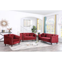 Rosdorf Park Charlotte Navy Blue Microfiber 3-Piece Living Room Set,Sofa,Loveseat&Chair