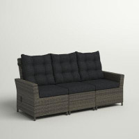 Andover Mills Asti All-Weather Wicker Three-Seat Reclining Sofa with Cushions