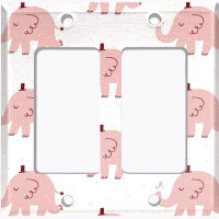 WorldAcc Metal Light Switch Plate Outlet Cover (Zoo Animals Elephant Light Red    - Single Toggle)