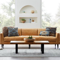 Brookside Sawyer Leather Sofa With Wood Base