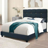 Ebern Designs Upholstered Bed Frame with Adjustable Headboard