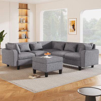Red Barrel Studio Modern Sectional Sofa with coffee tabl